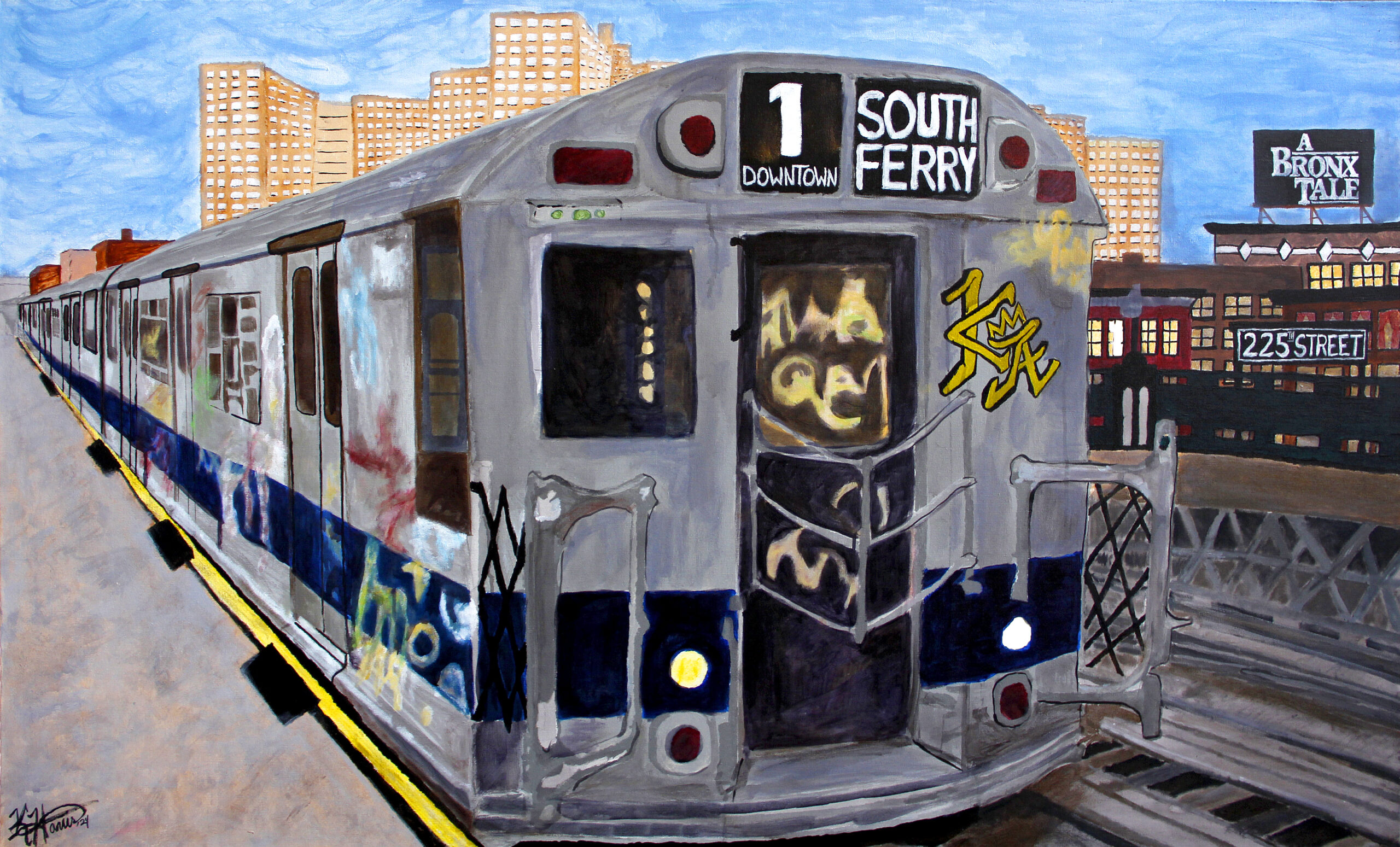 Artwork of a NYC subway train